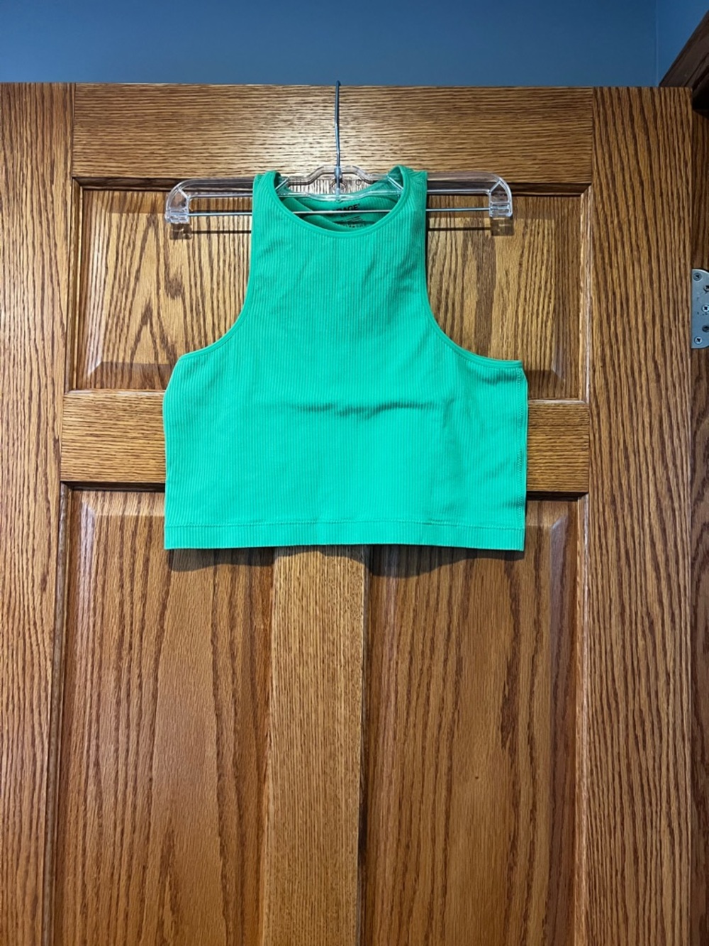 Garage Green Ribbed Cropped Tank